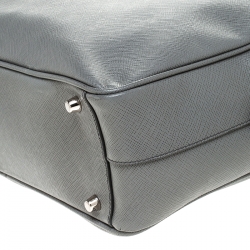 Pre Owned Prada Grey Leather Saffiano Leather Bauletto Satchel
