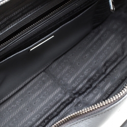 Pre Owned Prada Grey Leather Saffiano Leather Bauletto Satchel