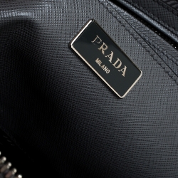 Pre Owned Prada Grey Leather Saffiano Leather Bauletto Satchel