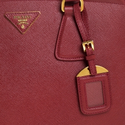 Pre Owned Prada Red Saffiano Lux Leather Parabole Tote Bag