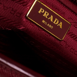 Pre Owned Prada Red Saffiano Lux Leather Parabole Tote Bag