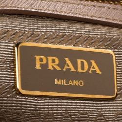 Pre Owned Prada Beige Saffiano Lux Leather Small Galleria Double Zip Tote