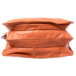 Pre Owned Prada Orange Crinkled Leather Hobo Bag