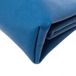 Pre Owned Prada Blue Saffiano Leather Clutch