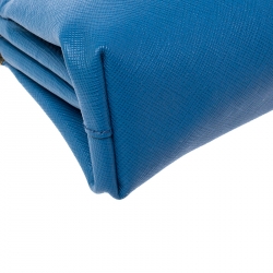 Pre Owned Prada Blue Saffiano Leather Clutch