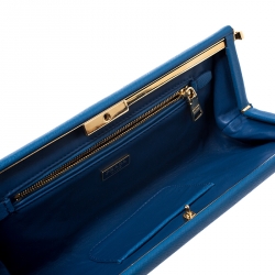 Pre Owned Prada Blue Saffiano Leather Clutch