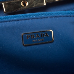 Pre Owned Prada Blue Saffiano Leather Clutch