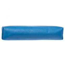 Pre Owned Prada Blue Saffiano Leather Clutch