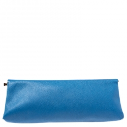 Pre Owned Prada Blue Saffiano Leather Clutch