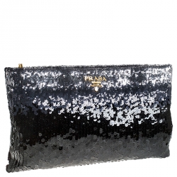 Pre Owned Prada Black Multi Tone Sequined Clutch