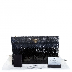 Pre Owned Prada Black Multi Tone Sequined Clutch