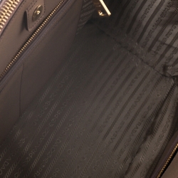 Pre Owned Prada Beige Saffiano Patent Leather Double Zip Spazzolato Tote 