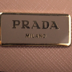 Pre Owned Prada Beige Saffiano Patent Leather Double Zip Spazzolato Tote 