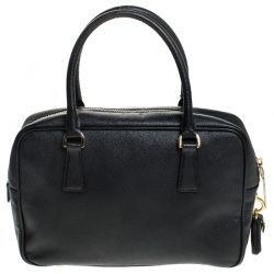 Pre Owned Prada Black Saffiano Lux Leather Satchel