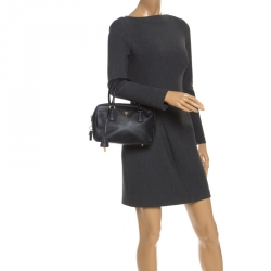 Pre Owned Prada Black Saffiano Lux Leather Satchel