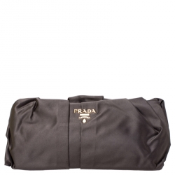 Pre Owned Prada Taupe Satin Pleated Raso Clutch