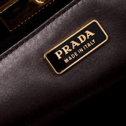 Pre Owned Prada Taupe Satin Pleated Raso Clutch