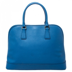 Pre Owned Prada Blue Saffiano Lux Leather Large Promenade Bag
