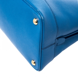 Pre Owned Prada Blue Saffiano Lux Leather Large Promenade Bag