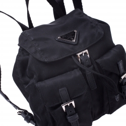 مملوكة مسبقًا Prada Black Nylon Logo Mini Drawstring Backpack