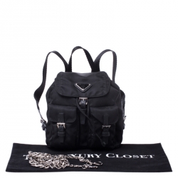 مملوكة مسبقًا Prada Black Nylon Logo Mini Drawstring Backpack