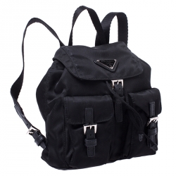 مملوكة مسبقًا Prada Black Nylon Logo Mini Drawstring Backpack