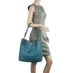 Pre Owned Prada Blue Calf Leather Tote