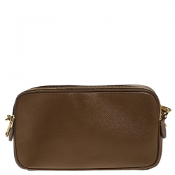 Pre Owned Prada Brown Saffiano Lux Leather Camera Crossbody Bag