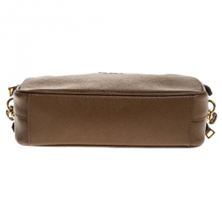 Pre Owned Prada Brown Saffiano Lux Leather Camera Crossbody Bag