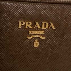 Pre Owned Prada Brown Saffiano Lux Leather Camera Crossbody Bag