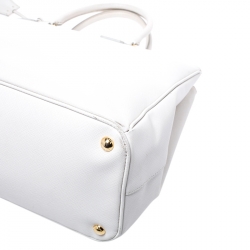Pre Owned Prada Off White Saffiano Lux Leather Large Double Zip Tote