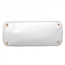 Pre Owned Prada Off White Saffiano Lux Leather Large Double Zip Tote