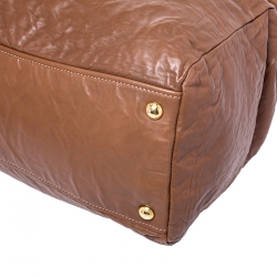 Pre Owned Prada Brown Antique Leather Sacca 2 Manici Tote