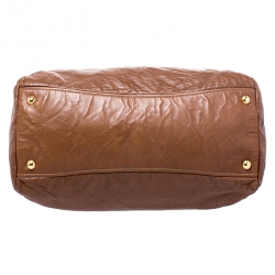 Pre Owned Prada Brown Antique Leather Sacca 2 Manici Tote