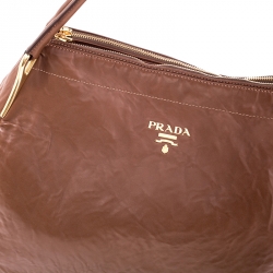 Pre Owned Prada Brown Antique Leather Sacca 2 Manici Tote