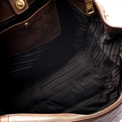 Pre Owned Prada Brown Antique Leather Sacca 2 Manici Tote