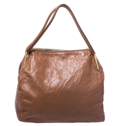 Pre Owned Prada Brown Antique Leather Sacca 2 Manici Tote