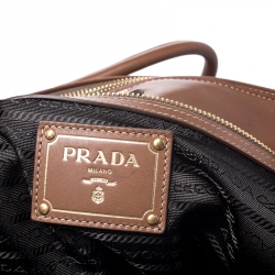 Pre Owned Prada Brown Antique Leather Sacca 2 Manici Tote