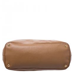 Pre Owned Prada Caramel Saffiano Lux Leather Large Double Zip Tote