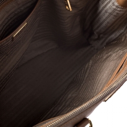 Pre Owned Prada Caramel Saffiano Lux Leather Large Double Zip Tote