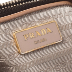 Pre Owned Prada Caramel Saffiano Lux Leather Large Double Zip Tote