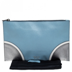 Pre Owned Prada Tricolor Saffiano Lux Leather Wristlet Clutch