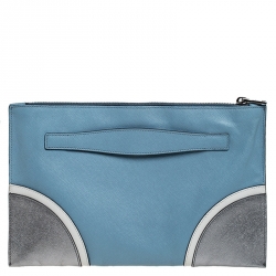 Pre Owned Prada Tricolor Saffiano Lux Leather Wristlet Clutch