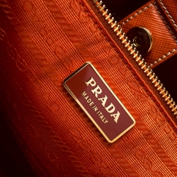 Pre Owned Prada Orange Perforated Saffiano Lux Leather Large Gardener's Tote
