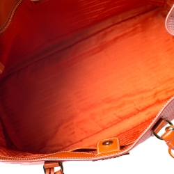 Pre Owned Prada Orange Perforated Saffiano Lux Leather Large Gardener's Tote