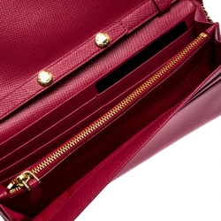 Pre Owned Prada Pink Saffiano Lux Leather Love Wallet on Chain