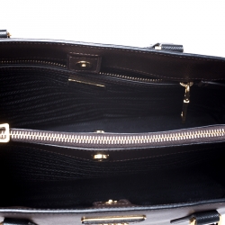 Pre Owned Prada Brown/Black Saffiano Leather Small Galleria Tote