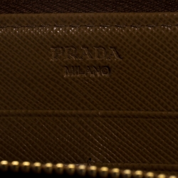 Pre Owned Prada Caramel Saffiano Lux Leather Zip Around Wallet