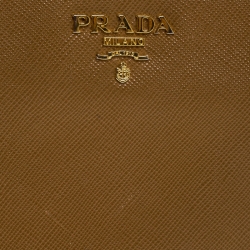 Pre Owned Prada Caramel Saffiano Lux Leather Zip Around Wallet