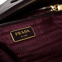 Pre Owned Prada Burgundy Saffiano Lux Leather Large Double Zip Tote
